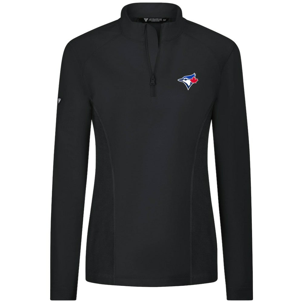 Toronto Blue Jays Levelwear Women's Upright Insignia 2.0 Quarter-Zip Tri-Blend Top Black