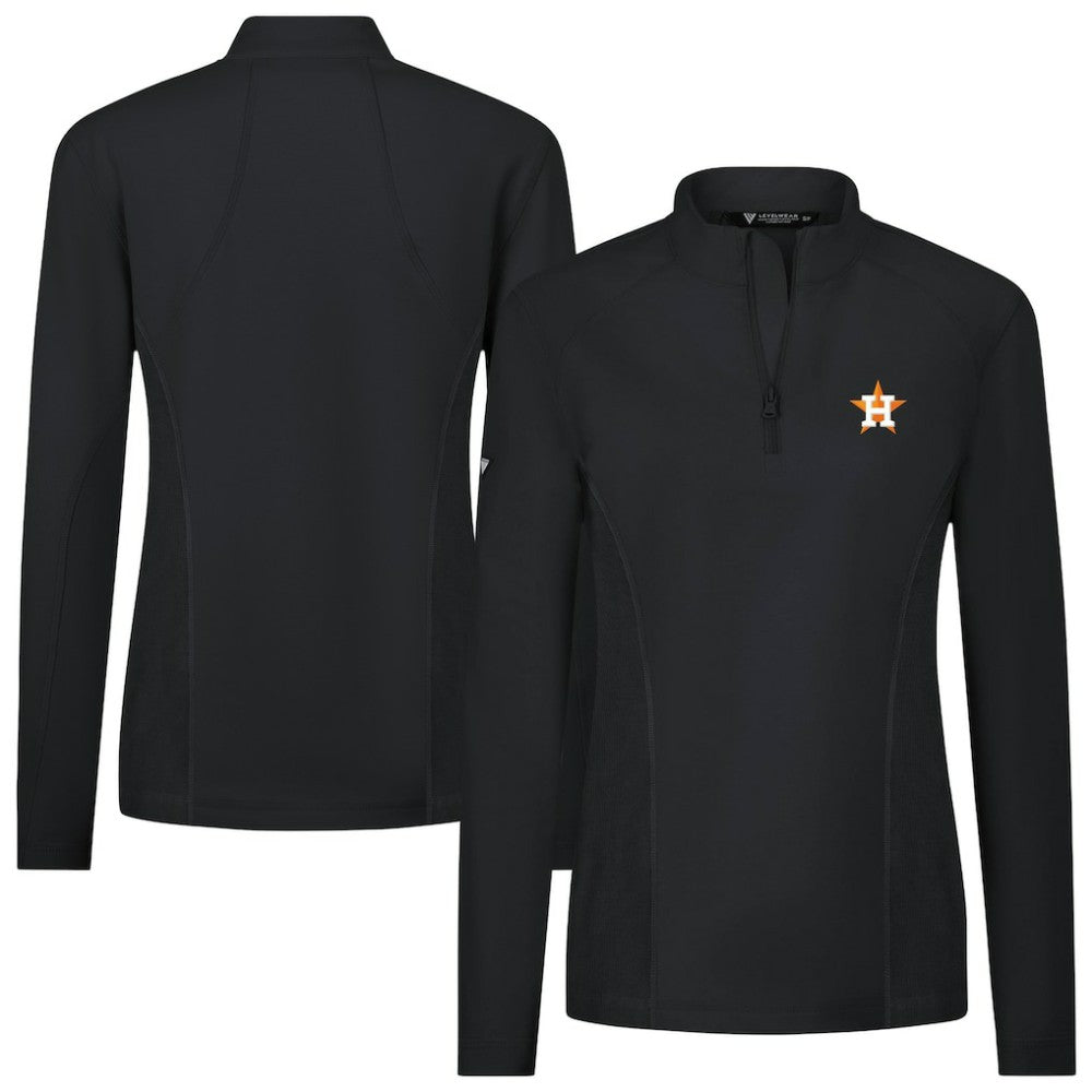 Houston Astros Levelwear Women's Upright Insignia 2.0 Quarter-Zip Tri-Blend Top Black