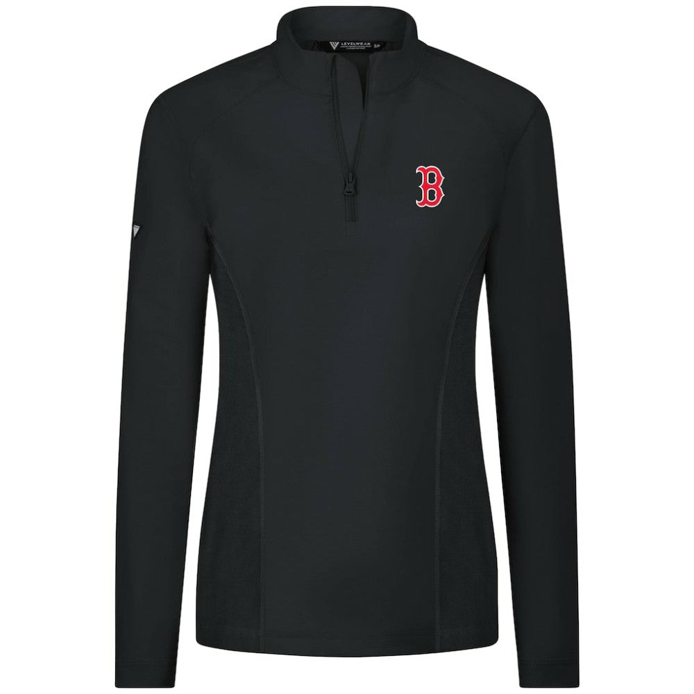 Boston Red Sox Levelwear Women's Upright Insignia 2.0 Quarter-Zip Tri-Blend Top Black