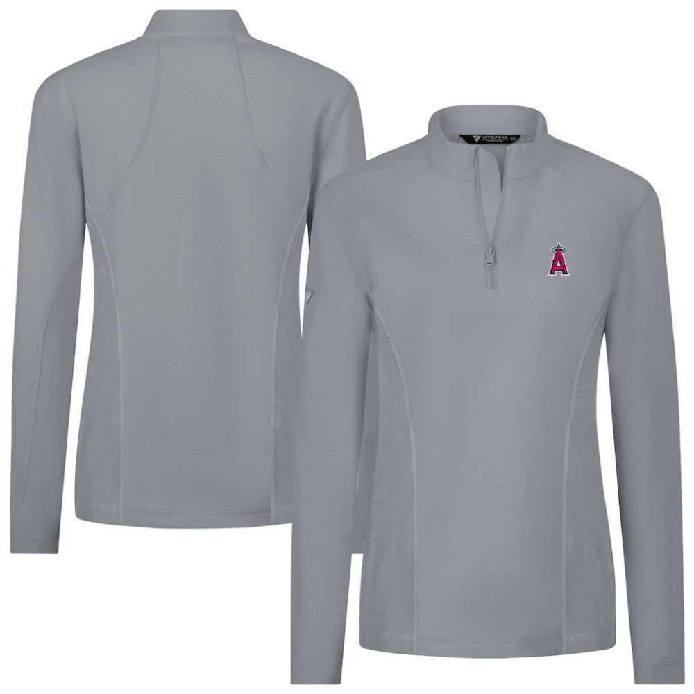 Los Angeles Angels Levelwear Women's Upright Insignia 2.0 Quarter-Zip Tri-Blend Top Gray