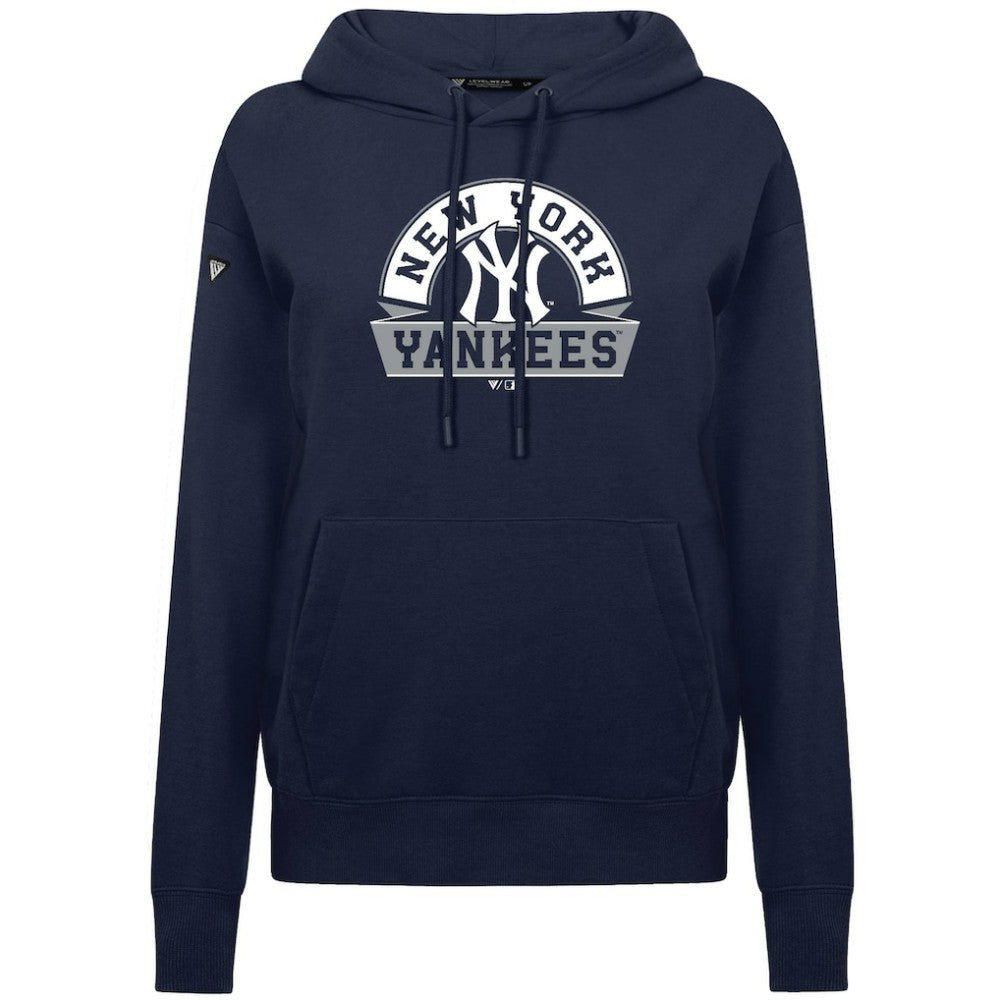 New York Yankees Levelwear Women's Adorn Banner Arch Hoodie Navy