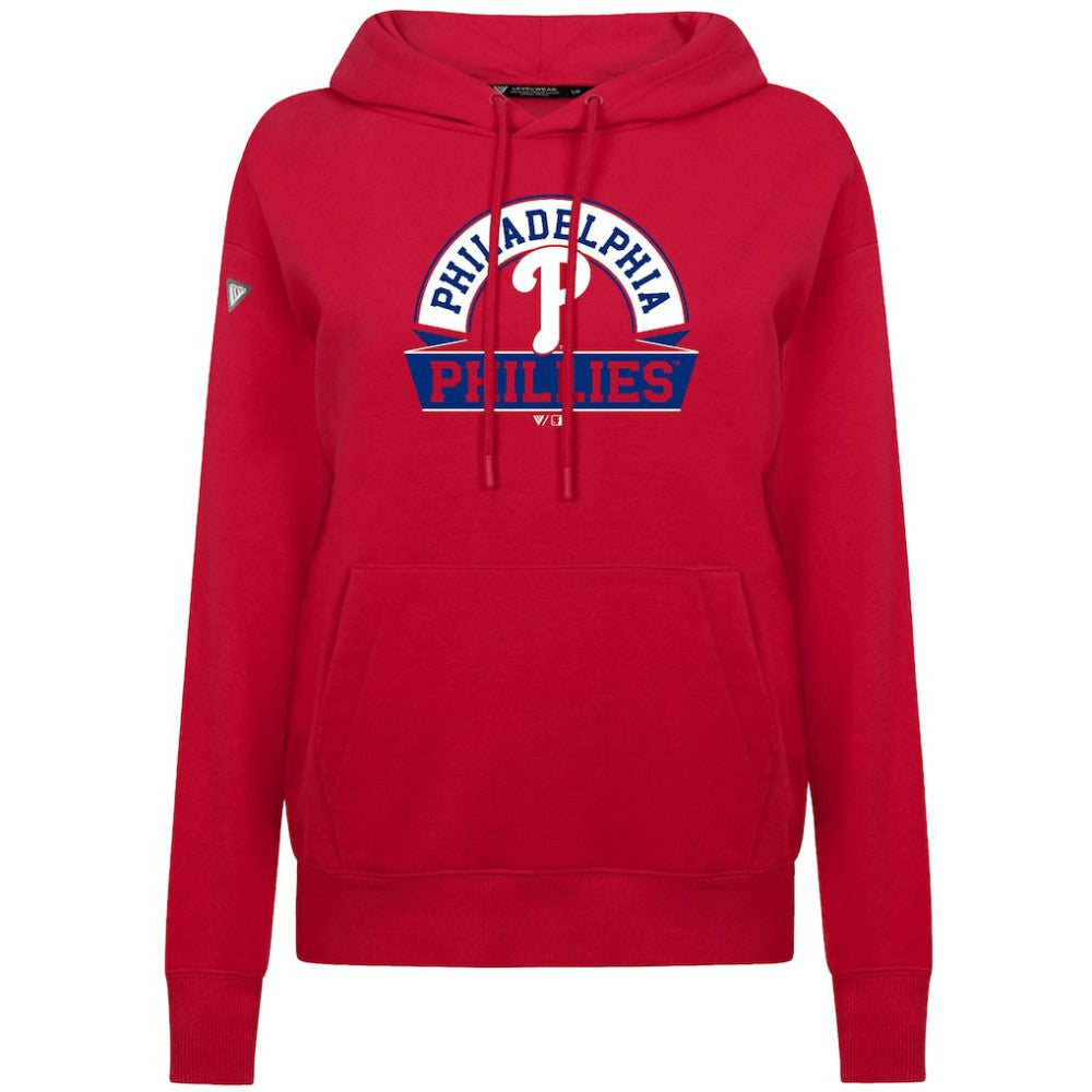Philadelphia Phillies Levelwear Women's Adorn Banner Arch Hoodie Red