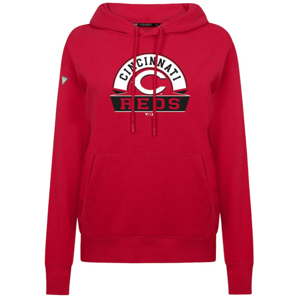Cincinnati Reds Levelwear Women's Adorn Banner Arch Hoodie Red