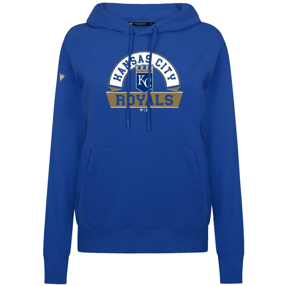 Kansas City Royals Levelwear Women's Adorn Banner Arch Hoodie Royal