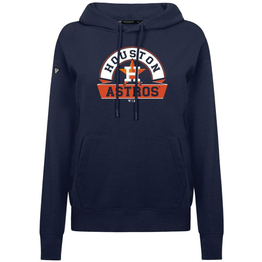 Houston Astros Levelwear Women's Adorn Banner Arch Hoodie Navy