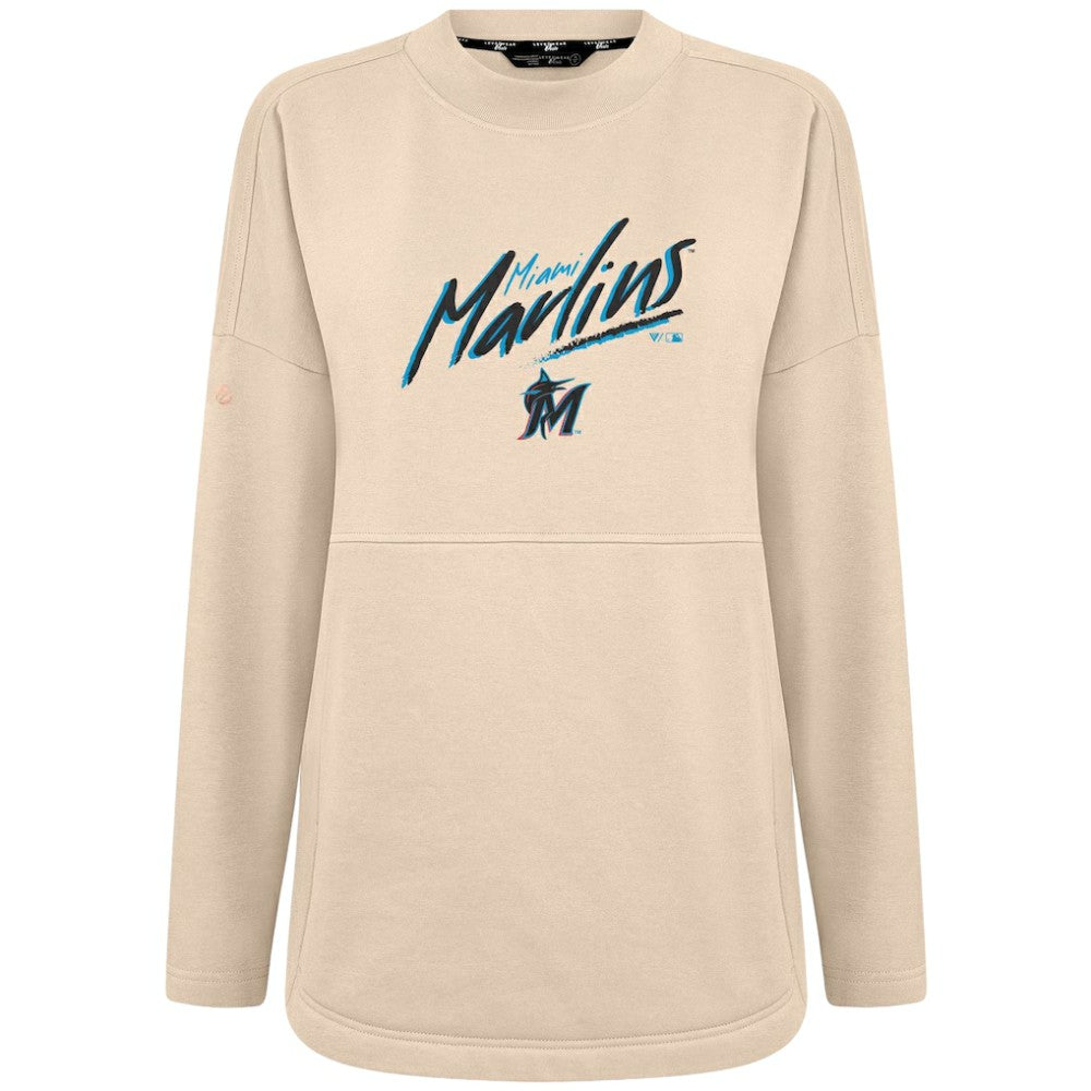 Miami Marlins Levelwear Women's Oversized Beaudry Sizzle Top Khaki