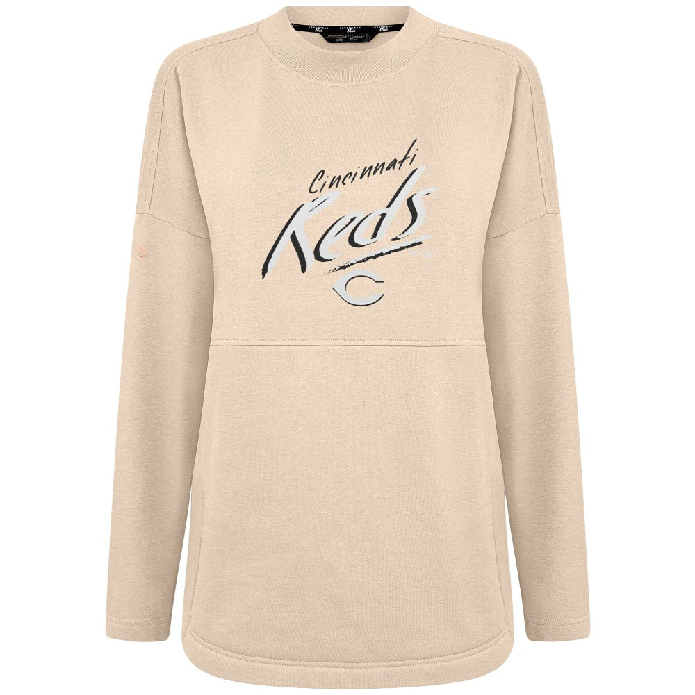 Cincinnati Reds Levelwear Women's Oversized Beaudry Sizzle Top Khaki