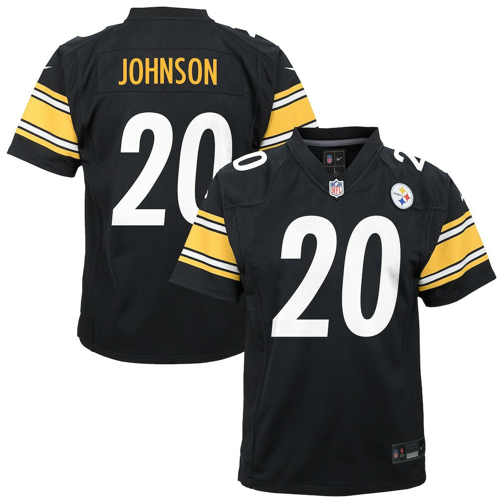 Kaleb Johnson Pittsburgh Steelers Youth Team Game Jersey - Black sale