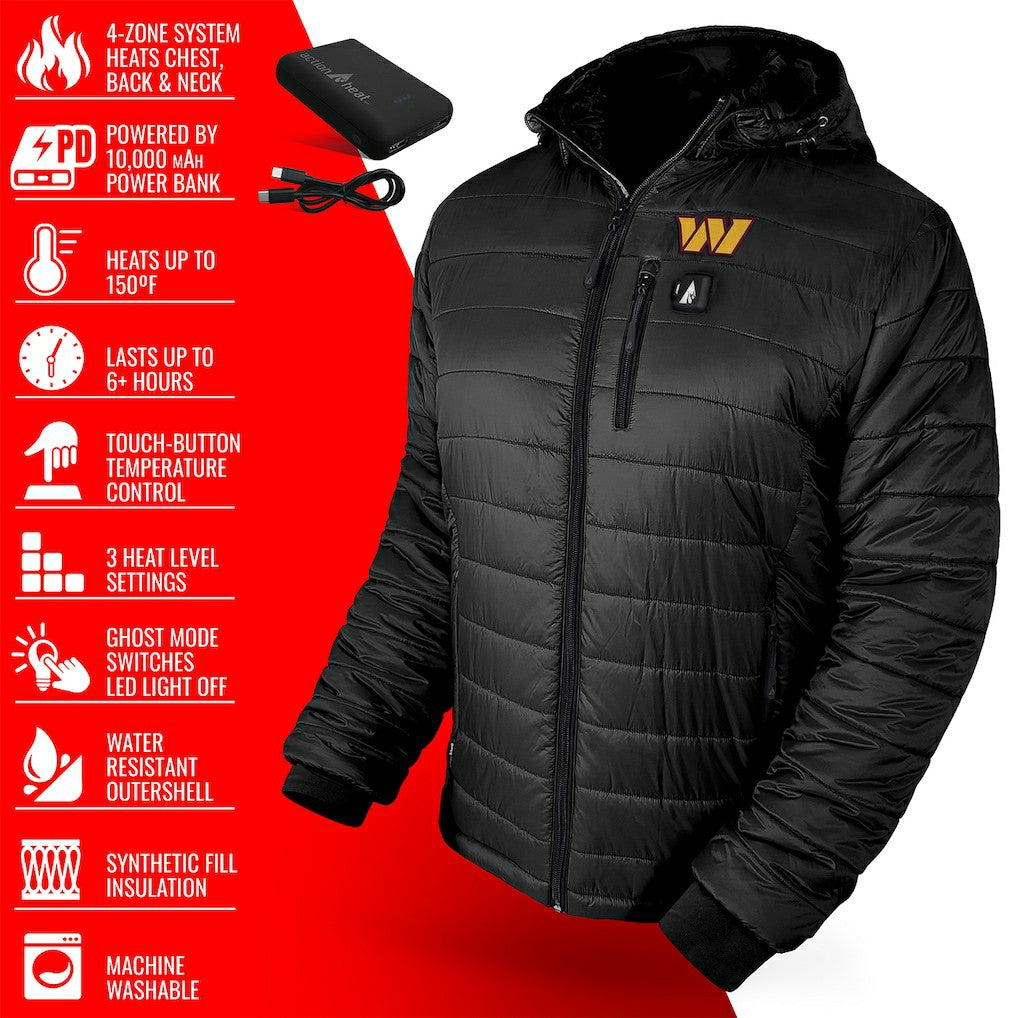 Washington Commanders ActionHeat 5V Battery Heated Full-Zip Hoodie Puffer Jacket - Black online