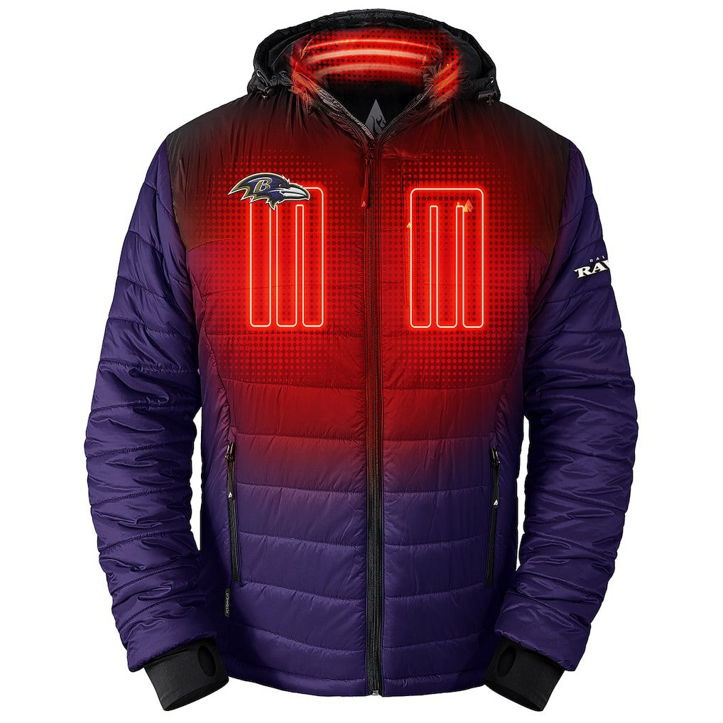 Baltimore Ravens ActionHeat 5V Battery Heated Full-Zip Hoodie Puffer Jacket - Purple on sale