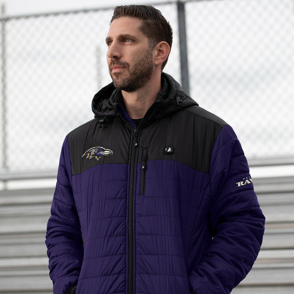 Baltimore Ravens ActionHeat 5V Battery Heated Full-Zip Hoodie Puffer Jacket - Purple on sale