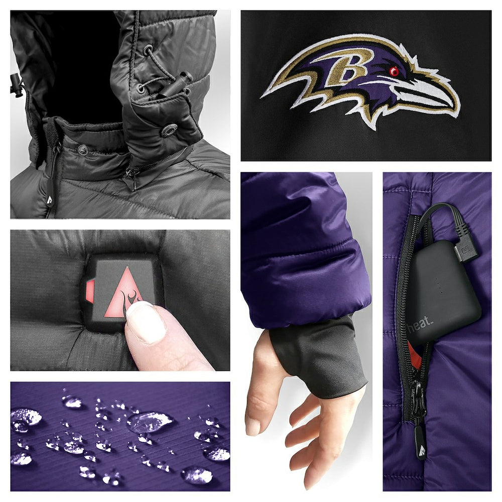 Baltimore Ravens ActionHeat 5V Battery Heated Full-Zip Hoodie Puffer Jacket - Purple on sale
