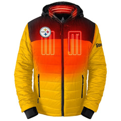 Pittsburgh Steelers ActionHeat 5V Battery Heated Colorblock Full-Zip Puffer Jacket - Black/Gold sale