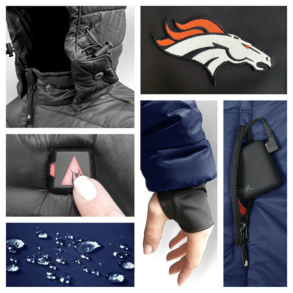 Denver Broncos ActionHeat 5V Battery Heated Colorblock Full-Zip Puffer Jacket - Black/Navy outlet