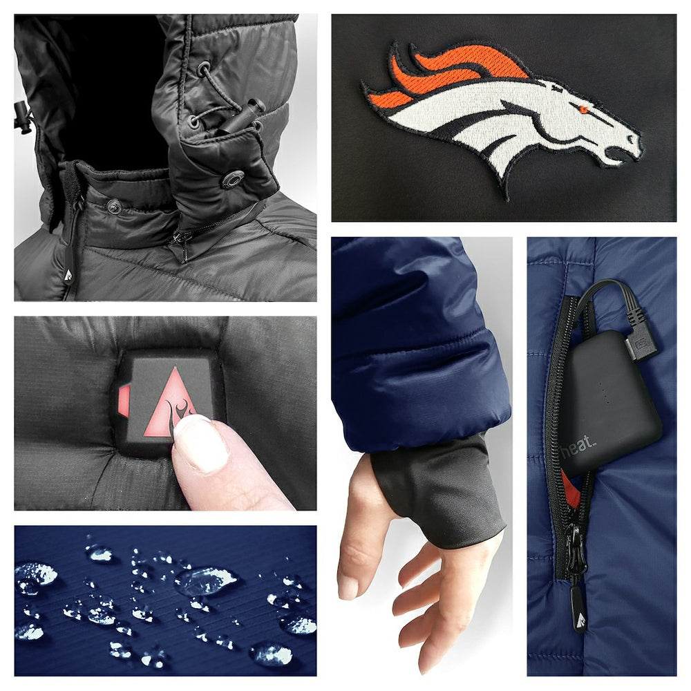 Denver Broncos ActionHeat 5V Battery Heated Colorblock Full-Zip Puffer Jacket - Black/Navy outlet