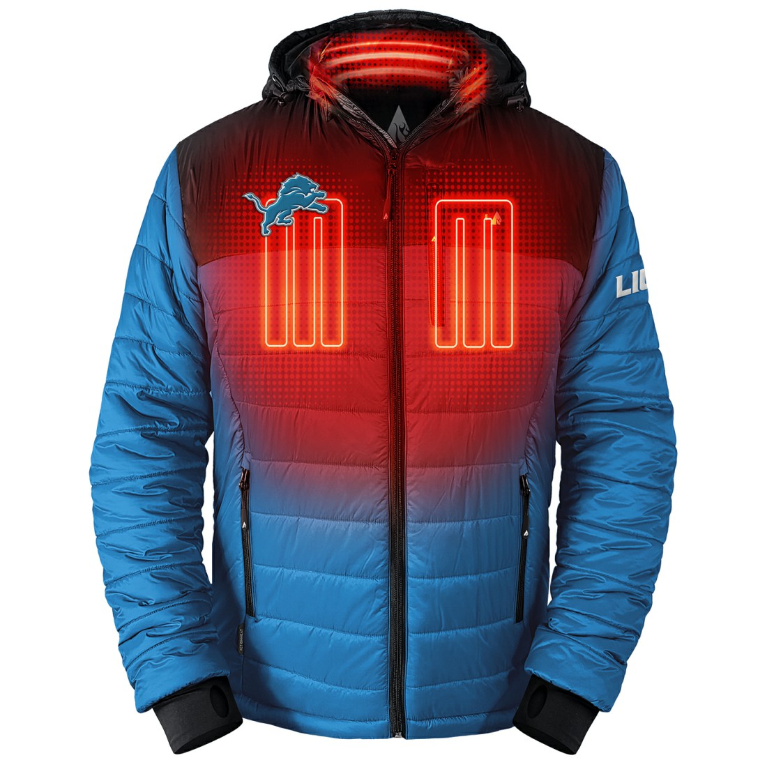 Detroit Lions ActionHeat 5V Battery Heated Colorblock Full-Zip Puffer Jacket - Black/Blue outlet