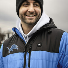 Detroit Lions ActionHeat 5V Battery Heated Colorblock Full-Zip Puffer Jacket - Black/Blue outlet