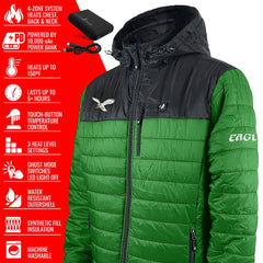 Philadelphia Eagles ActionHeat 5V Battery Heated Colorblock Full-Zip Puffer Jacket - Black/Kelly Green on sale