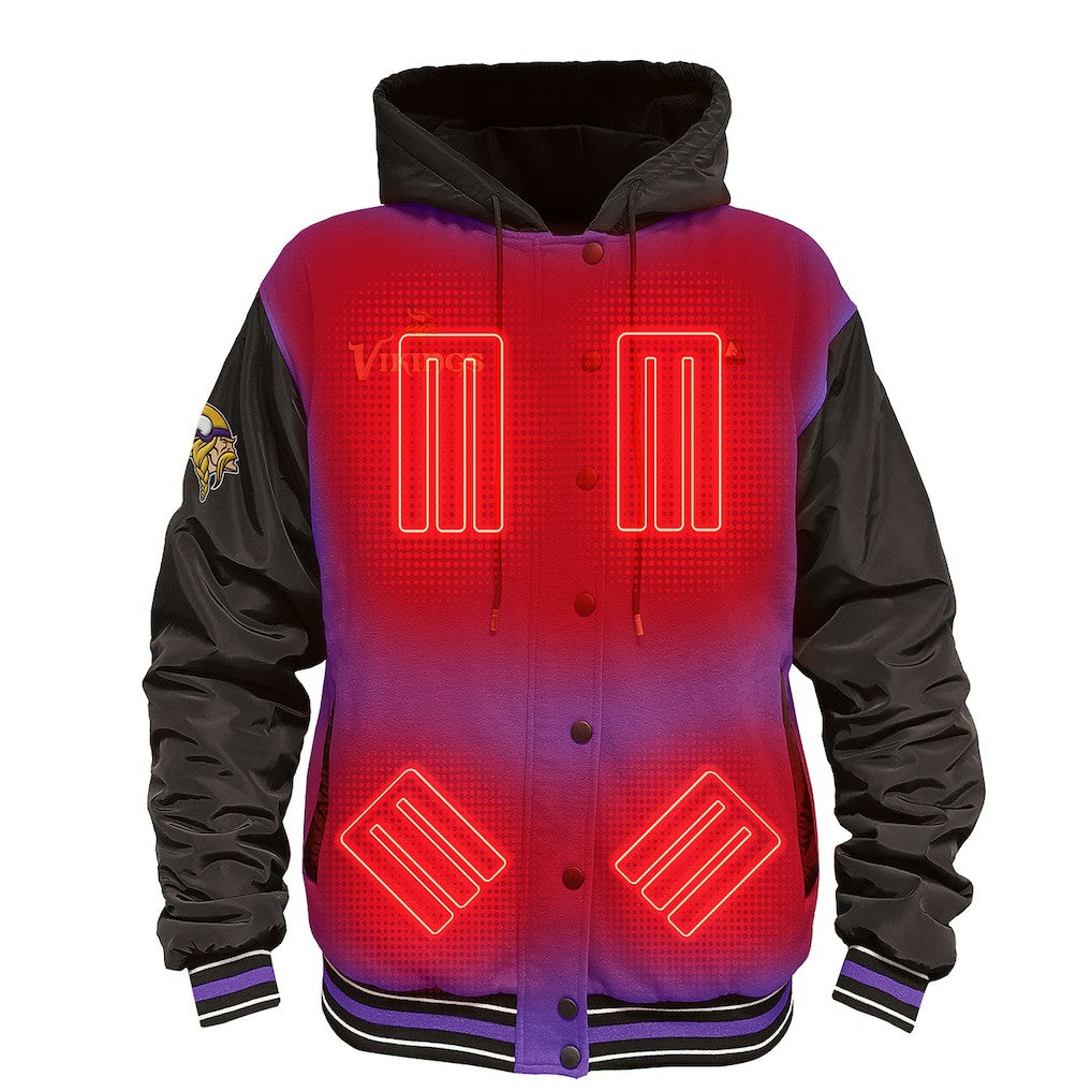 Minnesota Vikings ActionHeat 5V Battery Heated Full-Snap Varsity Jacket - Purple/Black for sale