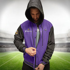 Minnesota Vikings ActionHeat 5V Battery Heated Full-Snap Varsity Jacket - Purple/Black for sale