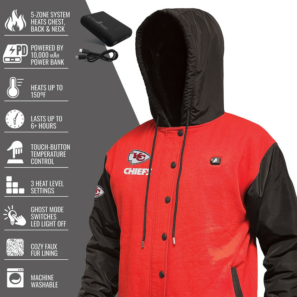Kansas City Chiefs ActionHeat 5V Battery Heated Full-Snap Varsity Jacket - Red/Black sale