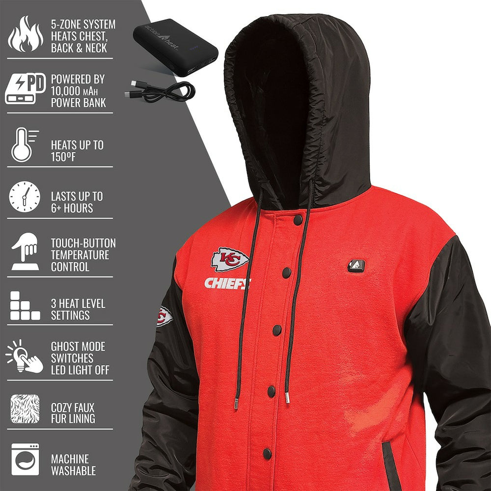Kansas City Chiefs ActionHeat 5V Battery Heated Full-Snap Varsity Jacket - Red/Black sale