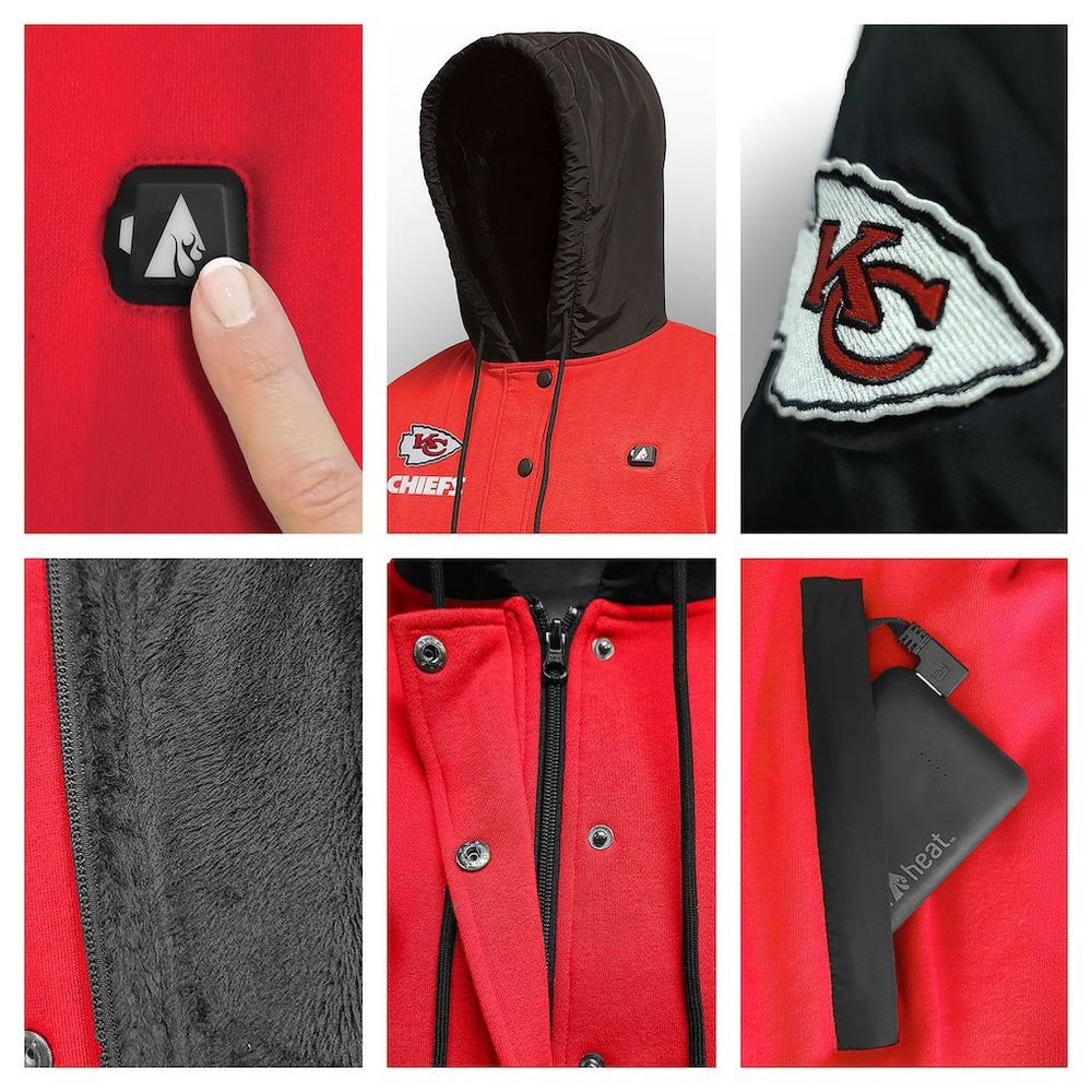 Kansas City Chiefs ActionHeat 5V Battery Heated Full-Snap Varsity Jacket - Red/Black sale