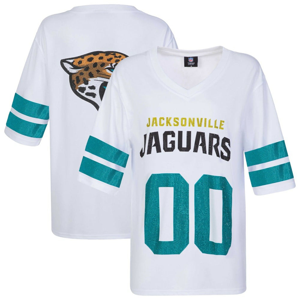 Jacksonville Jaguars Cuce Women's Rhinestone V-Neck Tunic - White sale