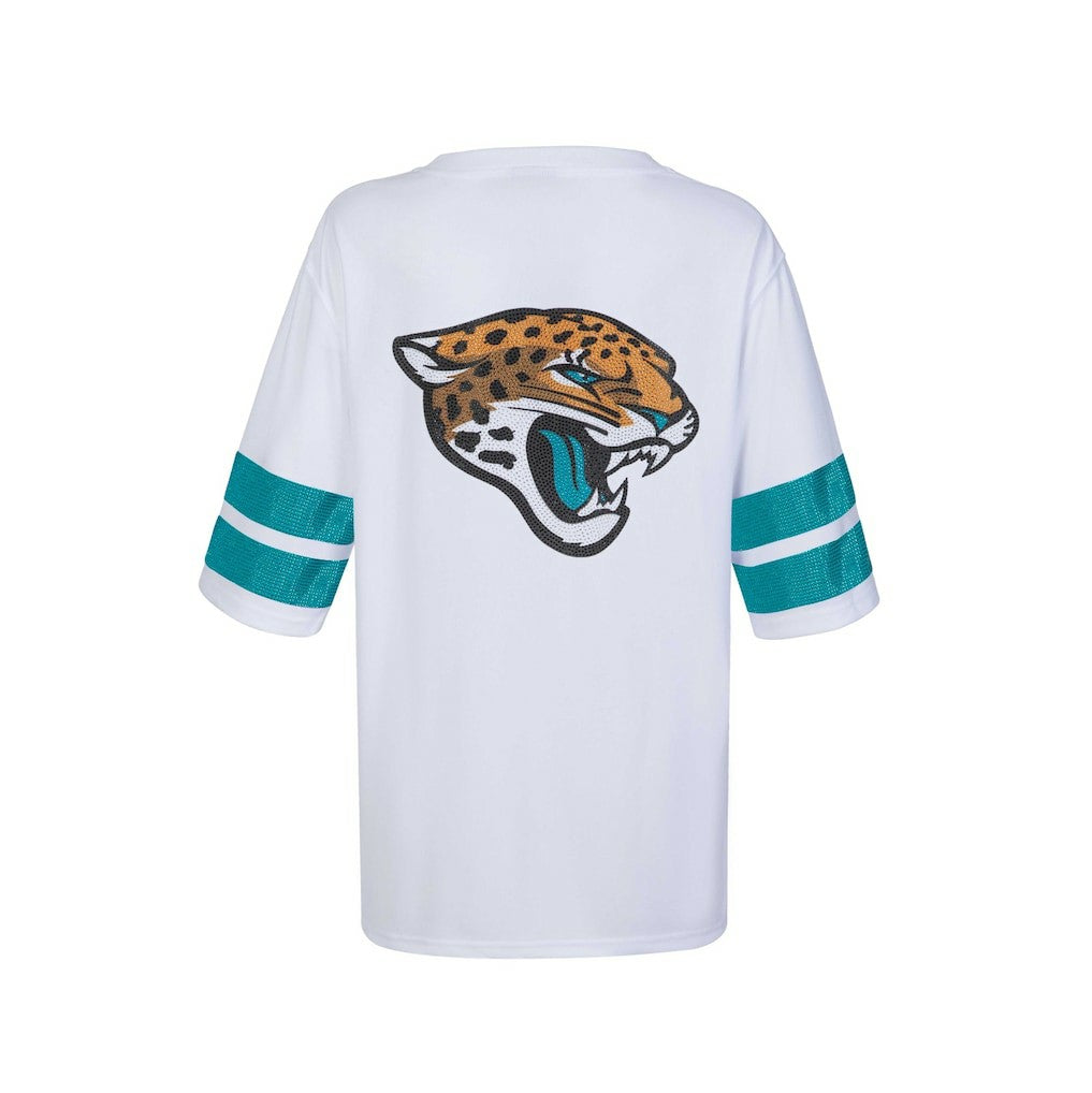 Jacksonville Jaguars Cuce Women's Rhinestone V-Neck Tunic - White sale