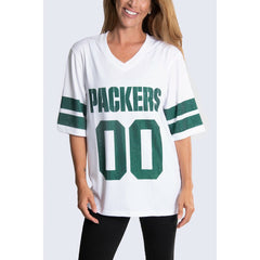 Green Bay Packers Cuce Women's Rhinestone V-Neck Tunic - White sale