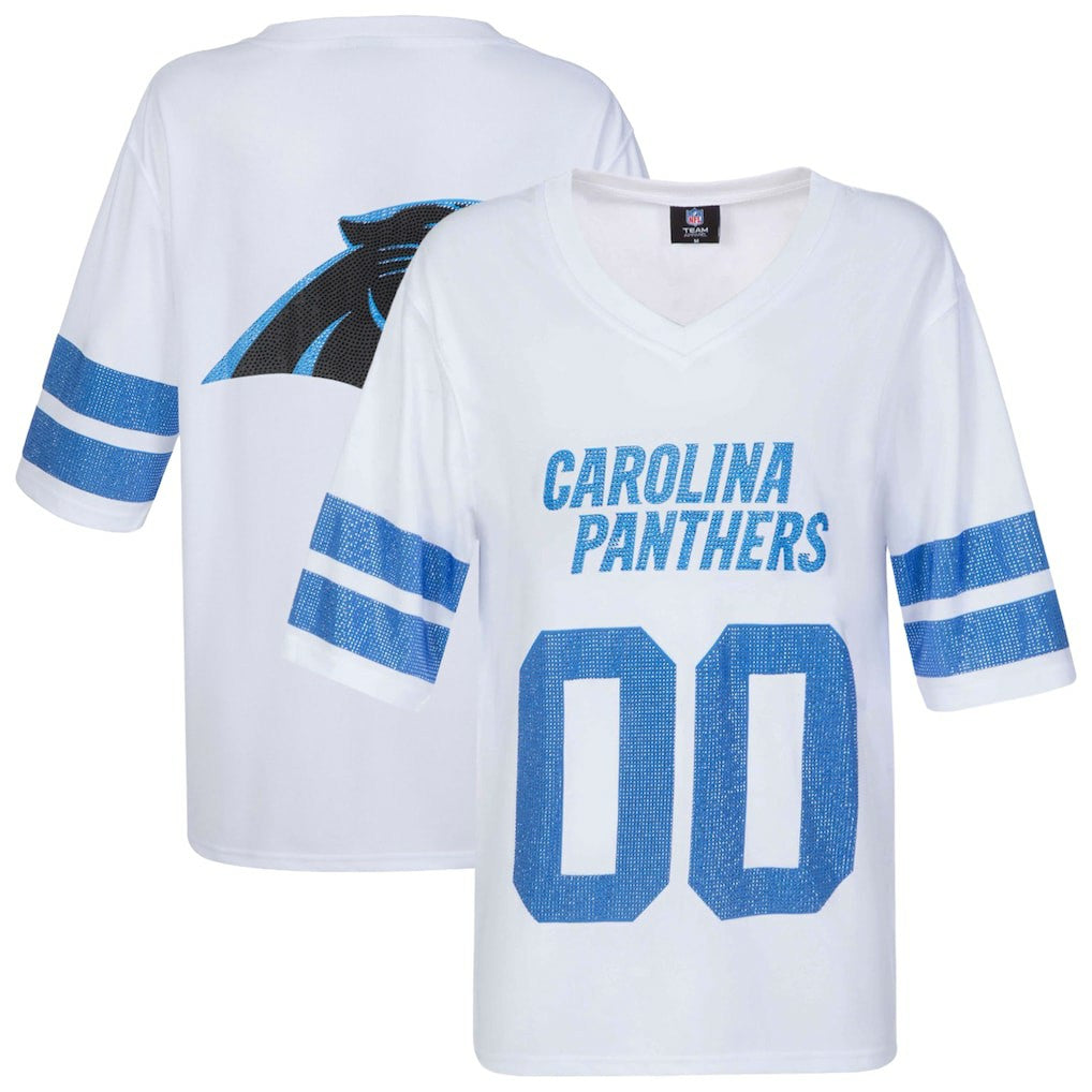 Carolina Panthers Cuce Women's Rhinestone V-Neck Tunic - White outlet