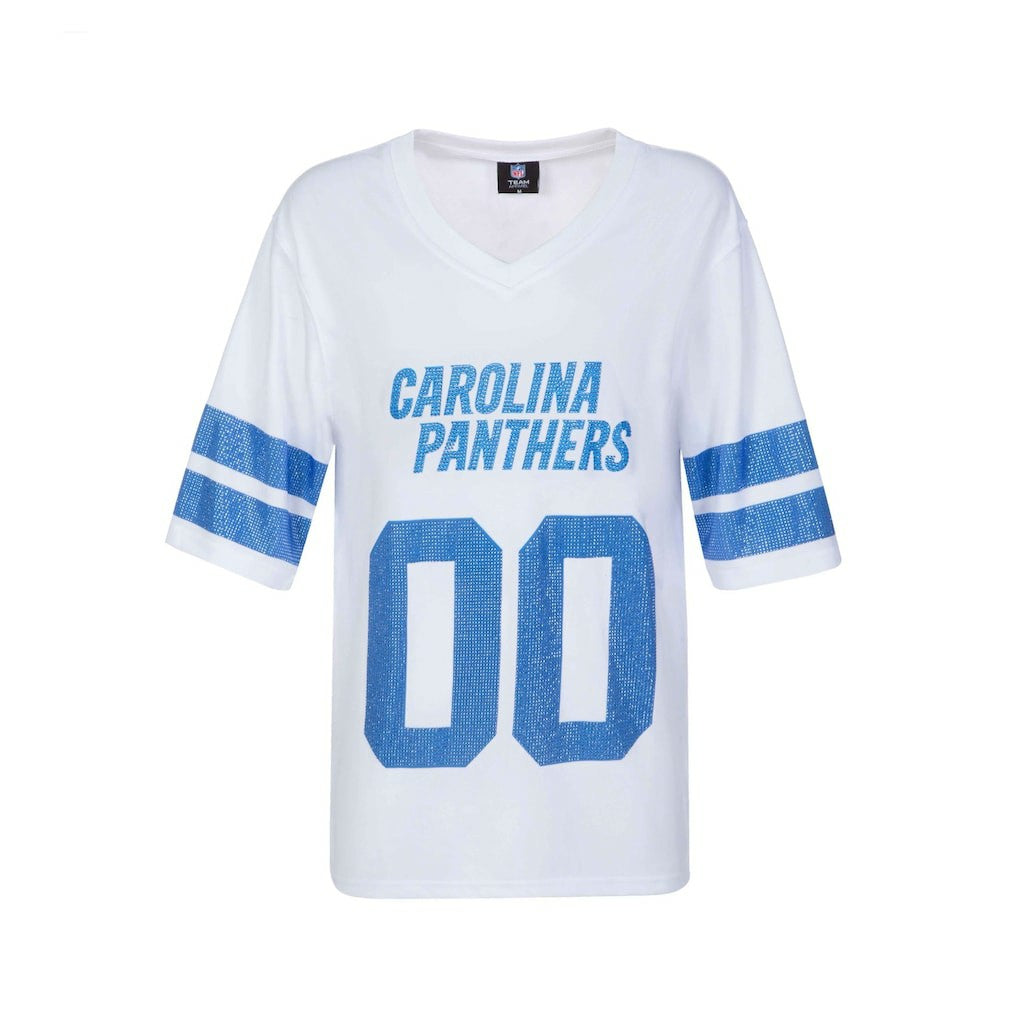 Carolina Panthers Cuce Women's Rhinestone V-Neck Tunic - White outlet
