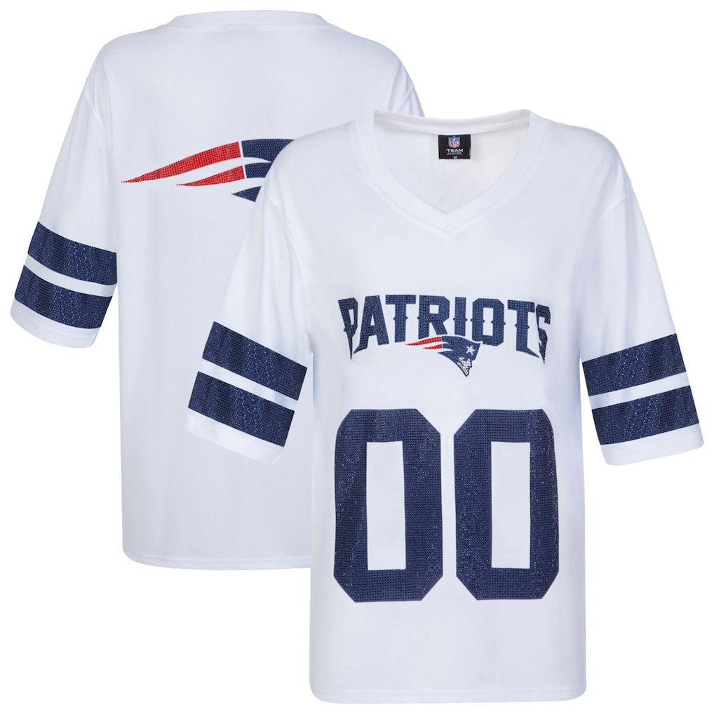 New England Patriots Cuce Women's Rhinestone V-Neck Tunic - White online