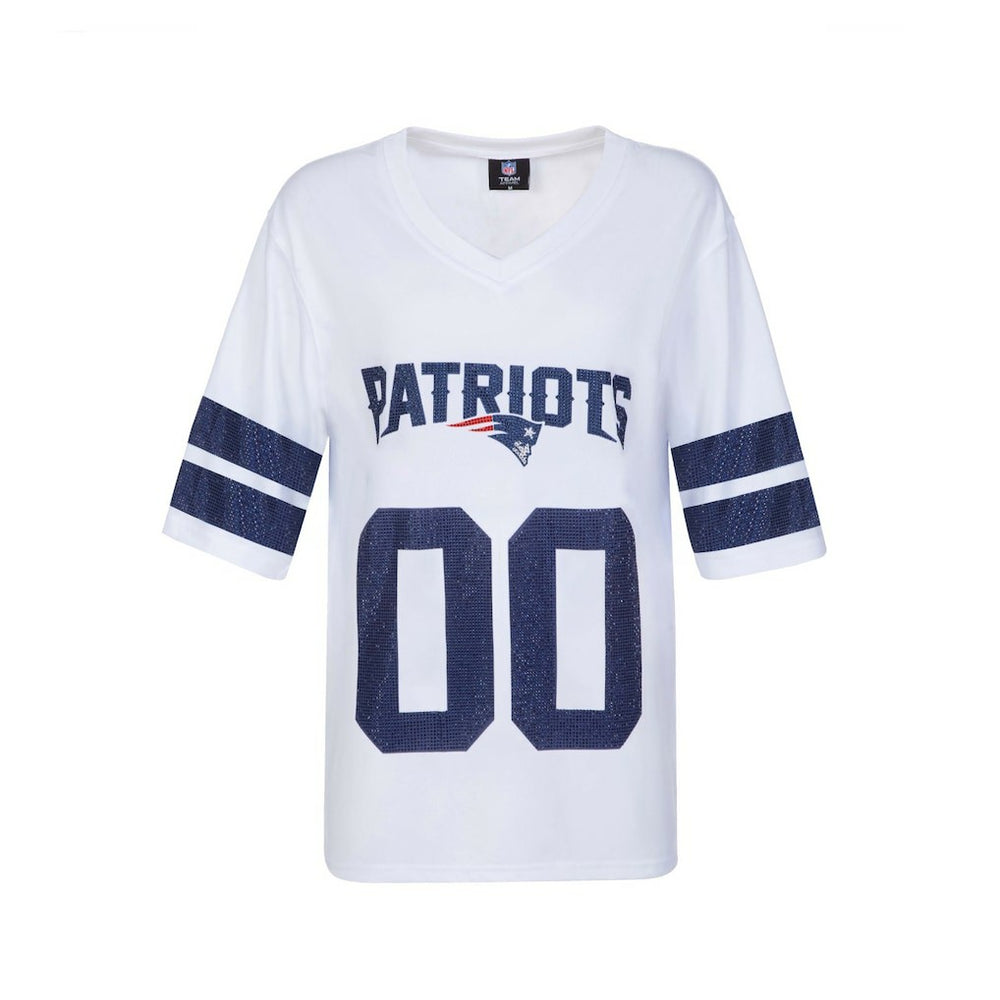 New England Patriots Cuce Women's Rhinestone V-Neck Tunic - White online