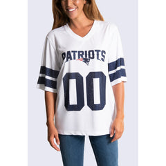 New England Patriots Cuce Women's Rhinestone V-Neck Tunic - White online