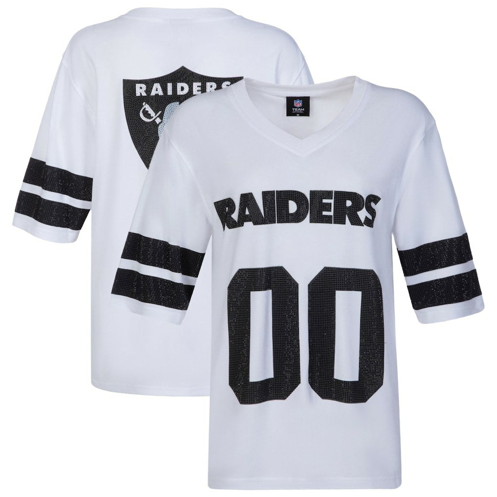 Las Vegas Raiders Cuce Women's Rhinestone V-Neck Tunic - White online