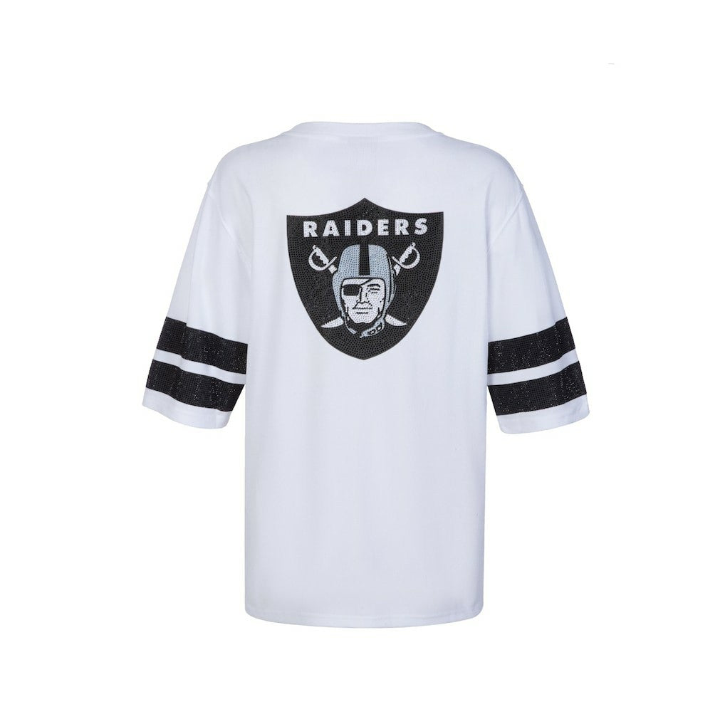 Las Vegas Raiders Cuce Women's Rhinestone V-Neck Tunic - White online