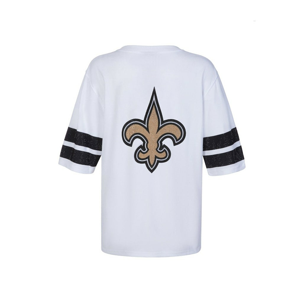 New Orleans Saints Cuce Women's Rhinestone V-Neck Tunic - White discount