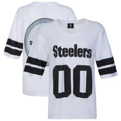 Pittsburgh Steelers Cuce Women's Rhinestone V-Neck Tunic - White for sale
