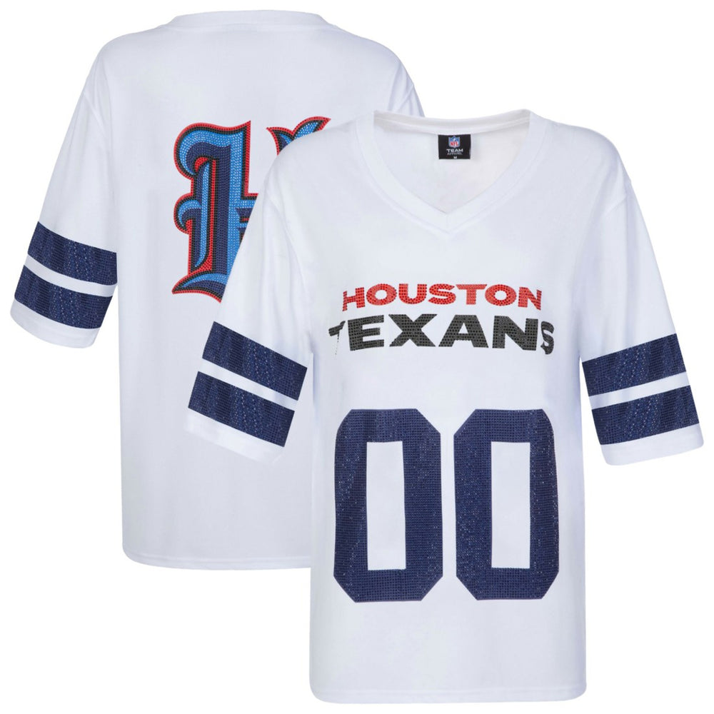Houston Texans Cuce Women's Rhinestone V-Neck Tunic - White cheap