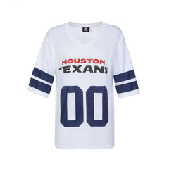 Houston Texans Cuce Women's Rhinestone V-Neck Tunic - White cheap