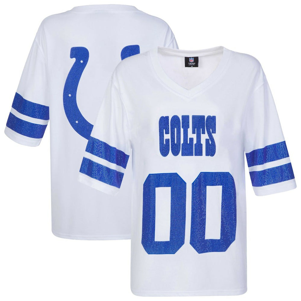 Indianapolis Colts Cuce Women's Rhinestone V-Neck Tunic - White for sale