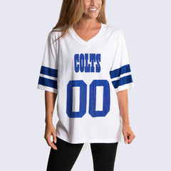Indianapolis Colts Cuce Women's Rhinestone V-Neck Tunic - White for sale