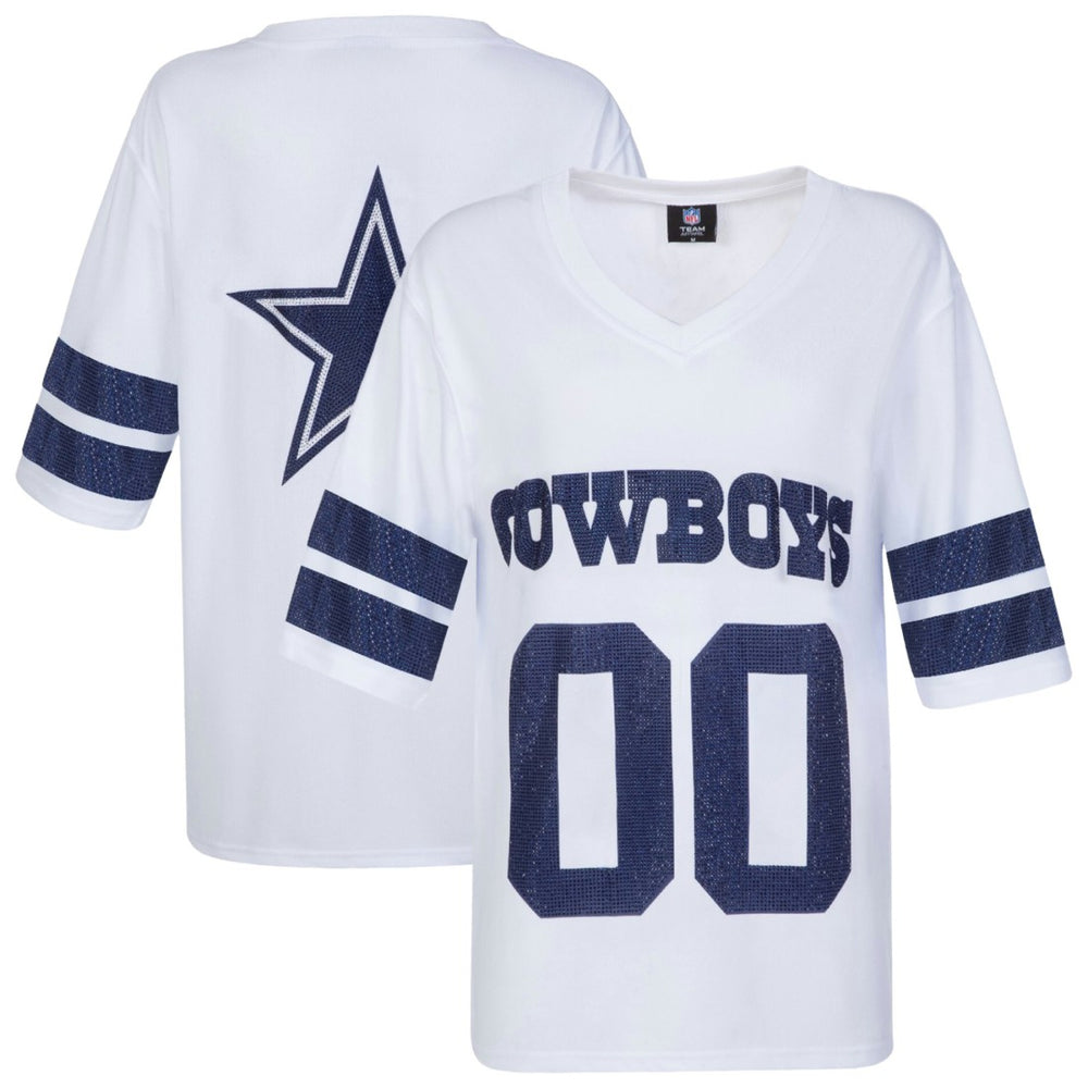Dallas Cowboys Cuce Women's Rhinestone V-Neck Tunic - White outlet