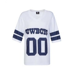 Dallas Cowboys Cuce Women's Rhinestone V-Neck Tunic - White outlet