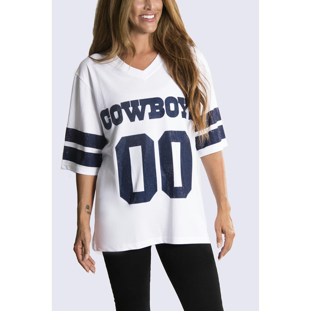 Dallas Cowboys Cuce Women's Rhinestone V-Neck Tunic - White outlet