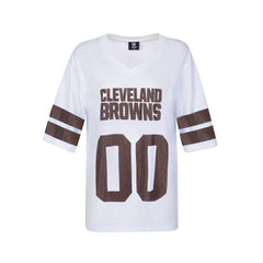 Cleveland Browns Cuce Women's Rhinestone V-Neck Tunic - White cheap