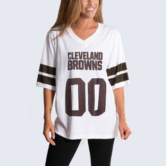 Cleveland Browns Cuce Women's Rhinestone V-Neck Tunic - White cheap