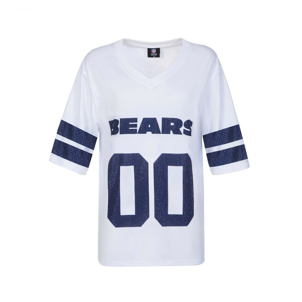 Chicago Bears Cuce Women's Rhinestone V-Neck Tunic - White discount