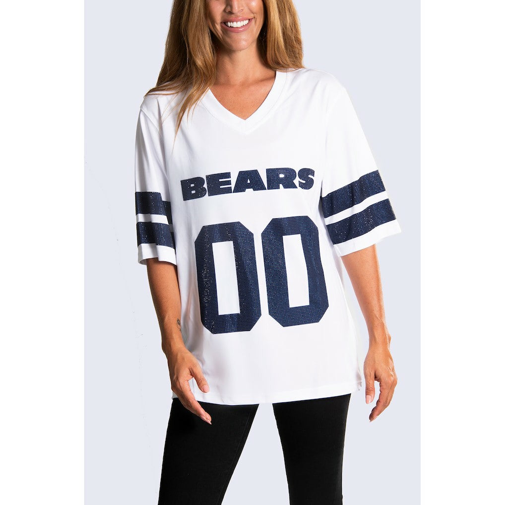 Chicago Bears Cuce Women's Rhinestone V-Neck Tunic - White discount